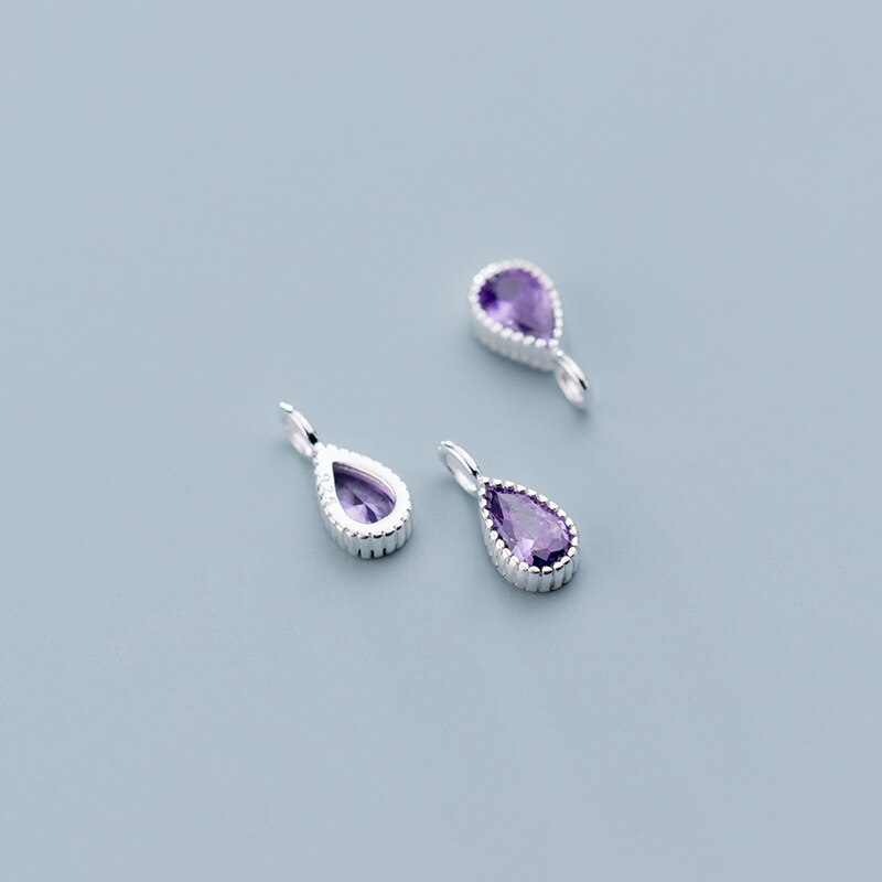 925 sterlina d'argento acqua gocciolare Ciondola Pendenti E Ciondoli viola/Verde/Blu Gemma S925 Decorazione in Argento Pendenti con Gemme E Perle FAI DA TE Monili Delle Donne che fanno Regali: viola 1pezzi