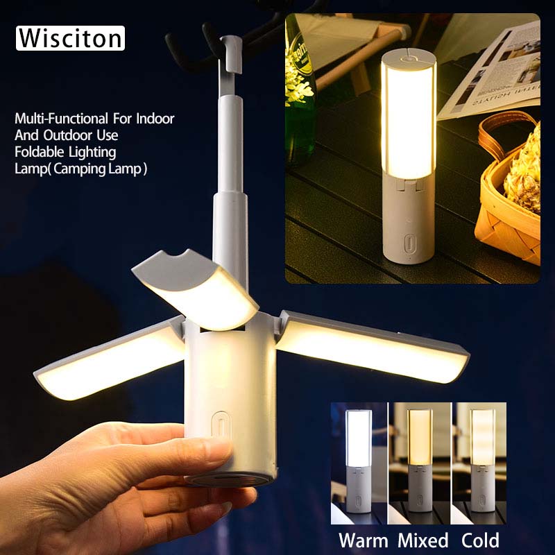 Opvouwbare campinglamp Oplaadbare leeslamp draagbaar Multifunctioneel Outdoor Campingverlichting Hangende tent Noodwandelen Tuin