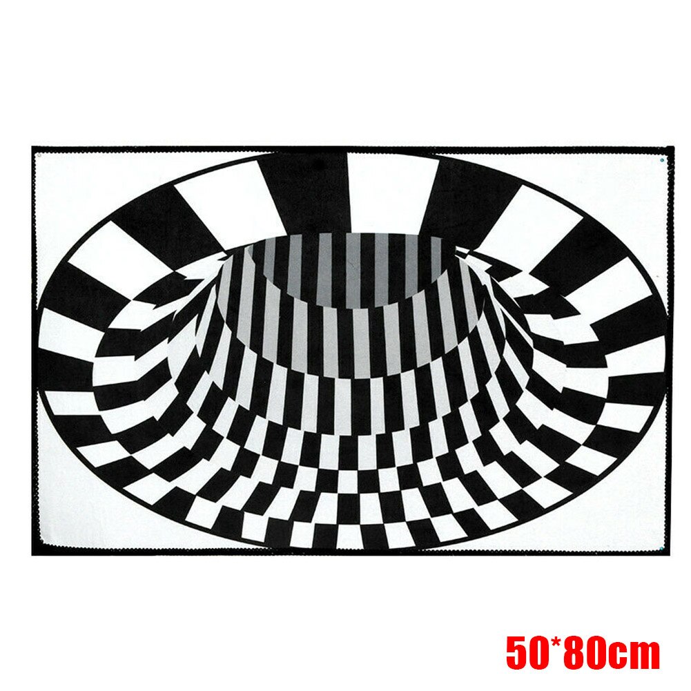 3D Vortex Illusion Tapijt Swirl Print Optische Illusie Gebieden Tapijt Tapijt Vloer Pad Antislip Deurmat Matten Voor Thuis: 50cmx80cm