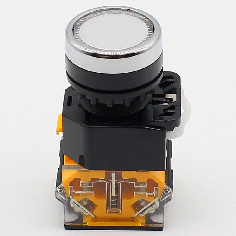 22mm momentary Push button switch 1NO+1NC: White