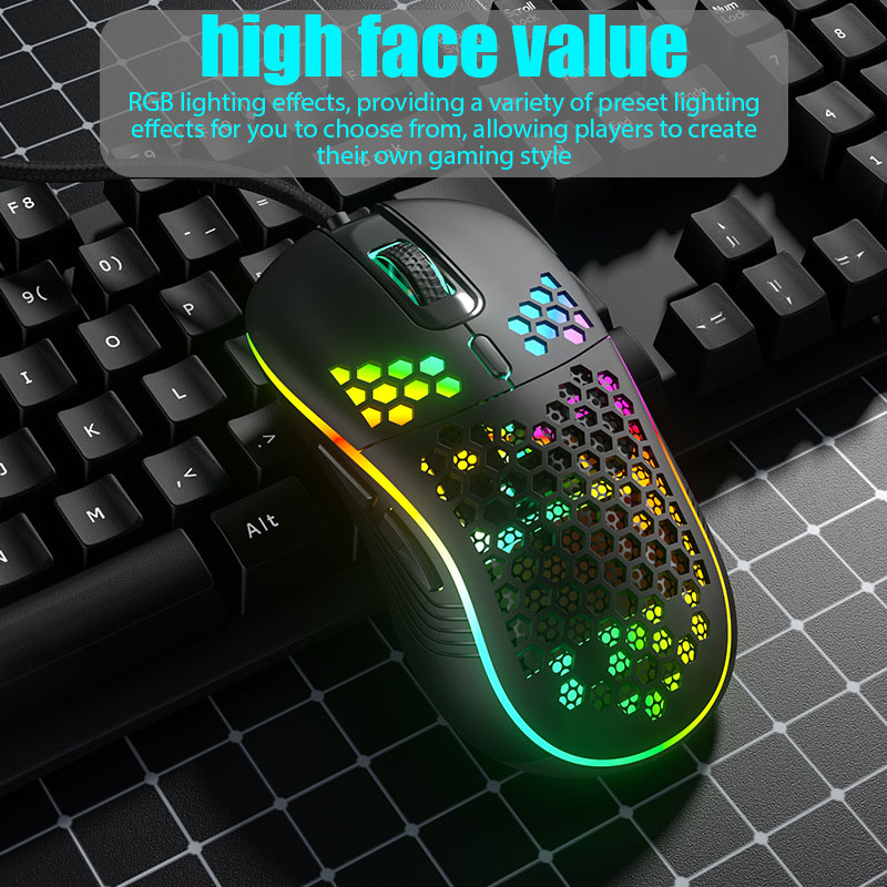 GM86 2.4GHz Wired Mouse LED Light 7200DPI Adjustable RGB Backlit Honeycomb USB Optical Gaming Mouse Gamer Mice For Laptop PC