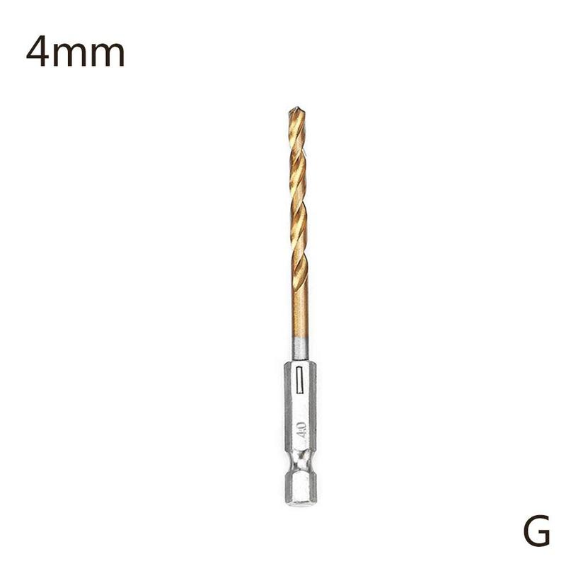 Jeu de forets HSS revêtus de titane, foret hélicoïdal à tige hexagonale de 1/4 "adapté au perçage du bois de 1.5 à 6.5mm: 4mm