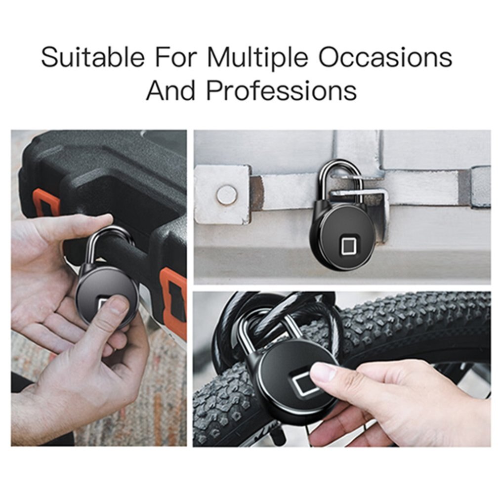 Portable bluetooth Lock Smart Padlock Keyless Fingerprint Lock Anti-Theft Security Door Padlocks for Bag Drawer Suitcase