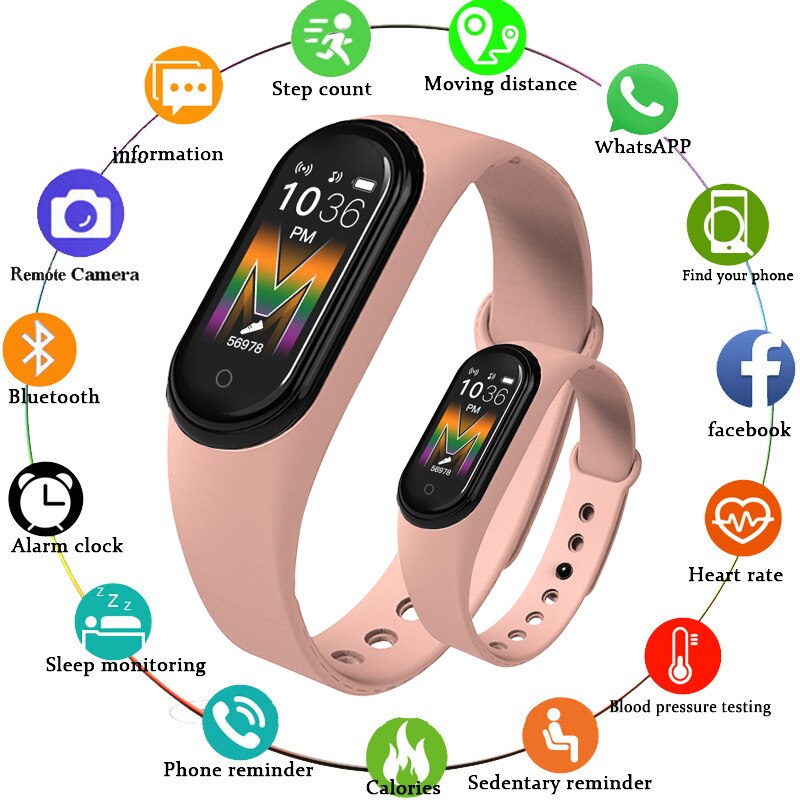M5 Smart Bracelet Fitness Traker Heart Rate IP67 Waterproof Smart Watch Health Sport Smart Wristband Woman Wearable Devices