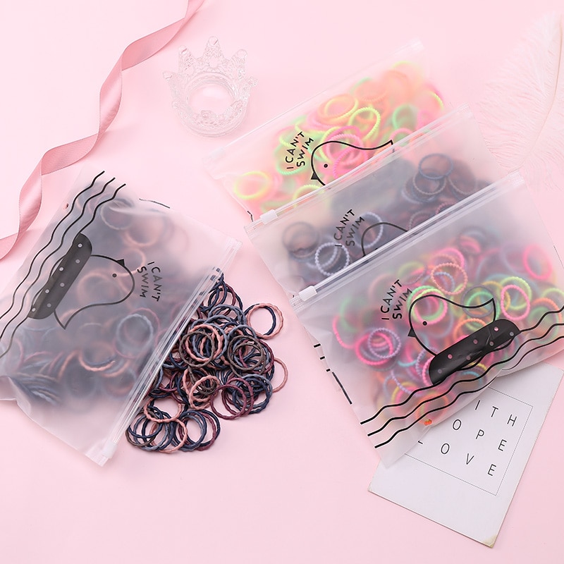 Lot de 50 bandes élastiques colorées pour filles, accessoires de cheveux à la