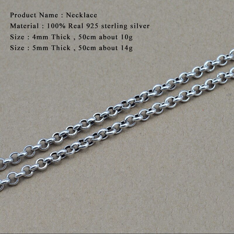 Ketting 100% Echt 925 Sterling Zilveren Ketting Hanger Dikke Lange Ketting Mannen Vrouwen Thai Zilver Retro Ketting X11