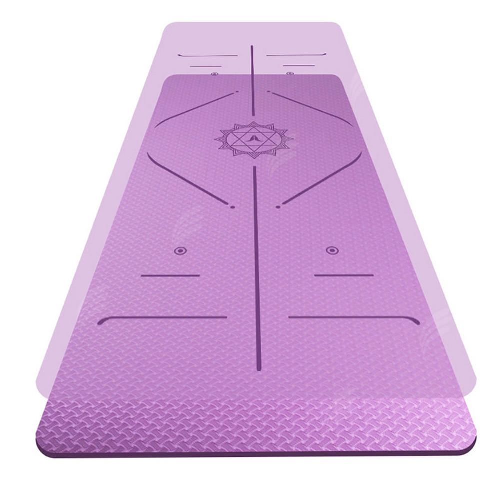 1830*610*6Mm Tpe Yoga Mat Met Positie Lijn Non Slip Tapijt Mat Voor Beginner Eco Vriendelijke gym Matten
