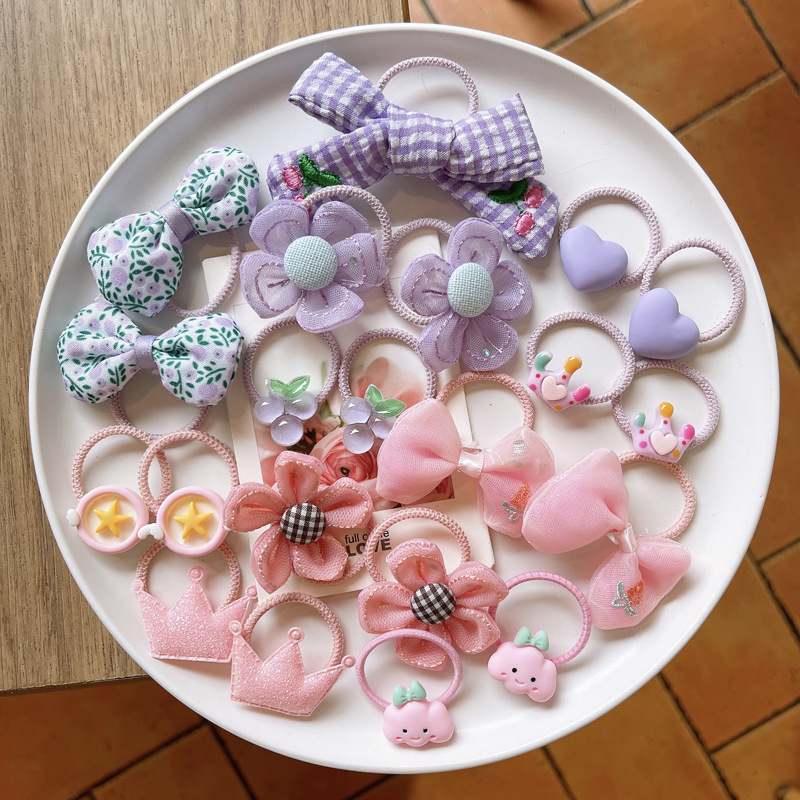 10 stücke Koreanische Süße Kawaii Baby Mädchen Elastische Haar Bands Stoff Blumen- Bogen Haar Seil für freundlicher Kleine Mädchen Haar zubehör