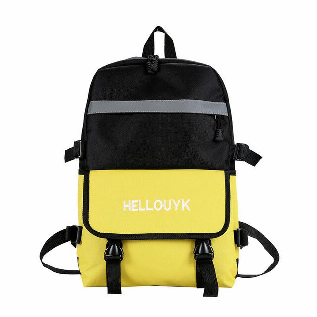 Canvas laptoprugzak ,16 inch schooltas voor tieners, grote reistas met reflecterende strip: Geel