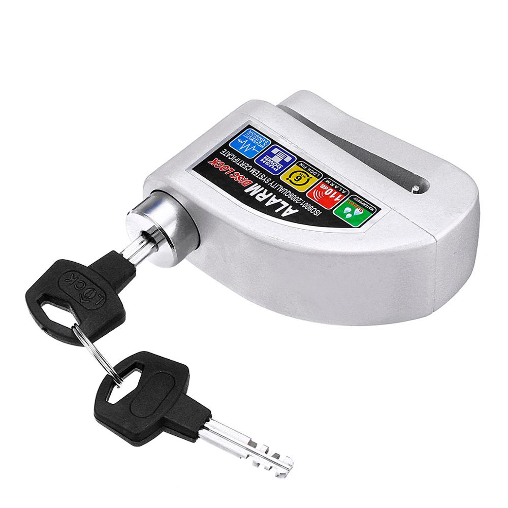 Motorcycle Alarm Lock Motorbike Anti-theft Alarm Wheel Disc Brake Security Safety Siren Lock: sliver