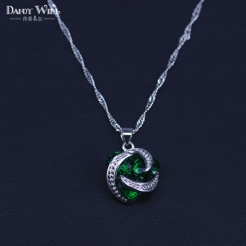 Klassieke Ronde Groene Kubieke Zirkoon vrouwen 925 Sterling Zilveren Sieraden Sets Hoepel Oorbellen/Hanger/Ketting/Ringen