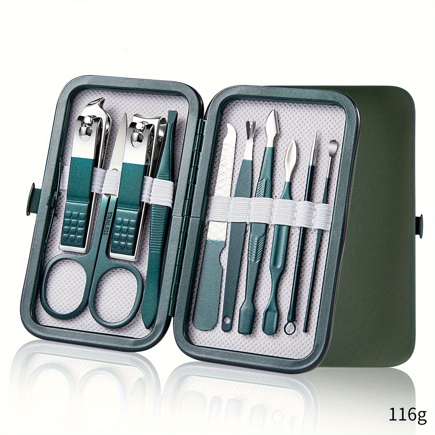 Kit para el cuidado de las uñas, juego de manicura y pedicura de acero inoxidable, cortaúñas con estuche de viaje, 7/10/12/18 piezas: Negro