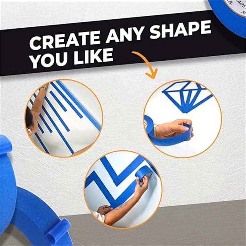 3 Rotoli/Set Nastro di Vernice Multi-Superficie per Mascheratura Facile Rimozione Nastro di Vernice Sicurezza Pittura Murale Artigianato Costruzione di Arte Casa 20 m/Rotolo