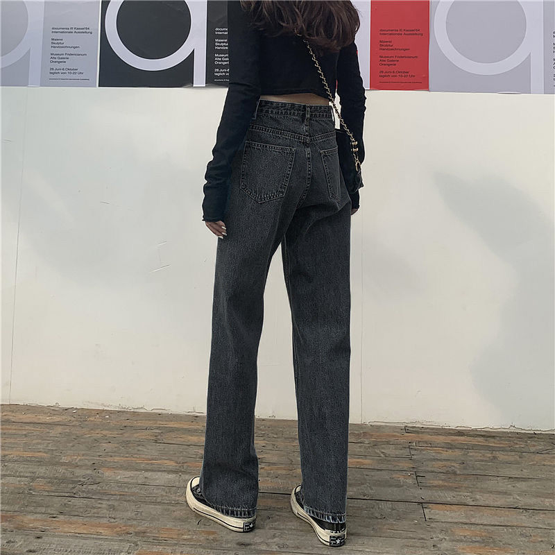 Dames jeans recht vintage hoge taille eenvoudige broek dames all-match ulzzang streetwear los casual stijlvol chic slouchy bf