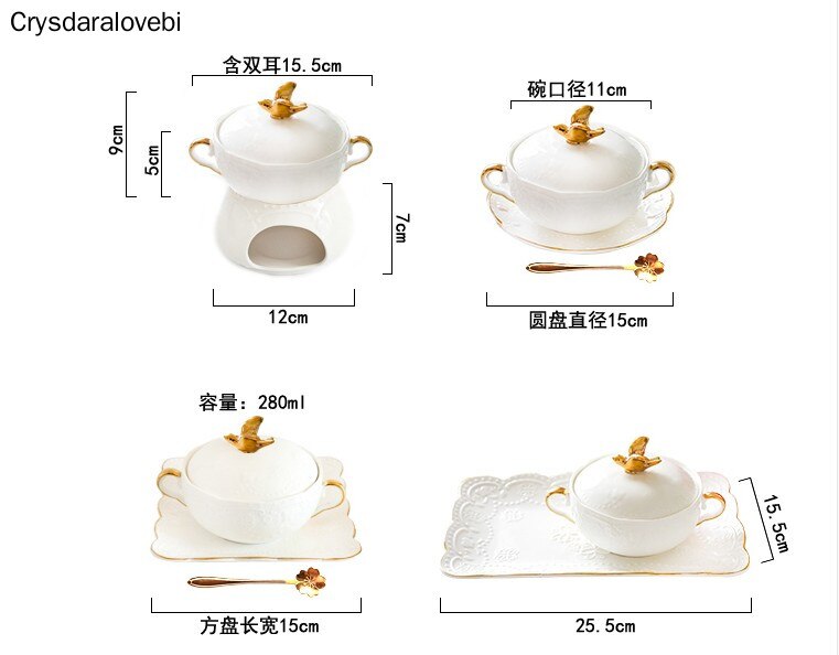 Bird's Nest Bowl Ceramic Covered Stewed Tremella Bowl Soup Bowl Dessert Bowl Continental Court Vintage Phnom Penh Ear Bowl