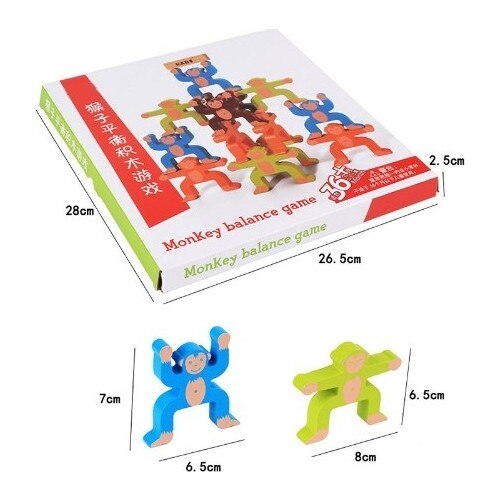 Balance singe en bois, jeu Attention
