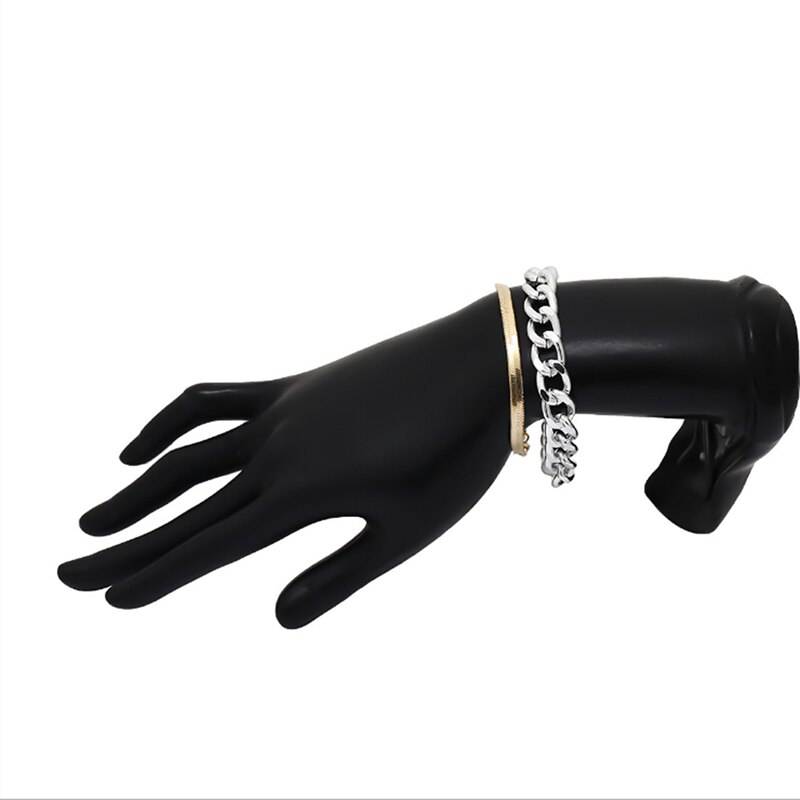 2 st metall hip hop punk armband enkla tjock kedja orm kedja smycken kvinnor