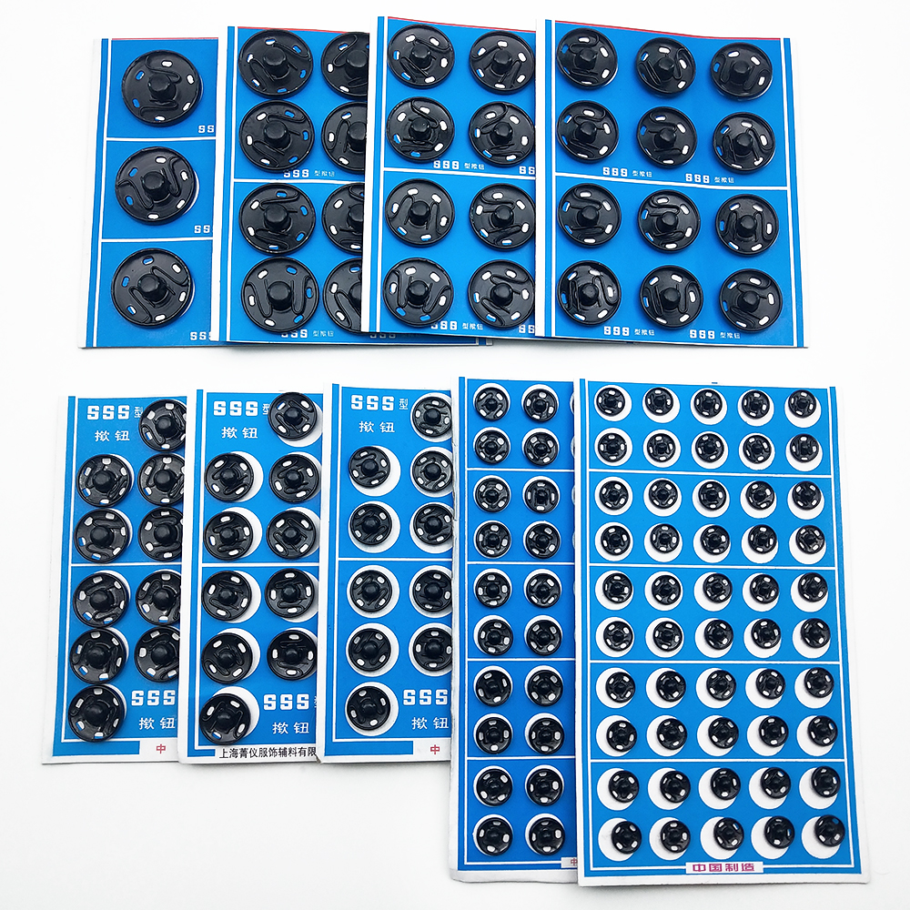 Black Round Snap Buttons Metal Press Button Fasteners Plating Stud Iron DIY Garment Bag Sewing Accessories