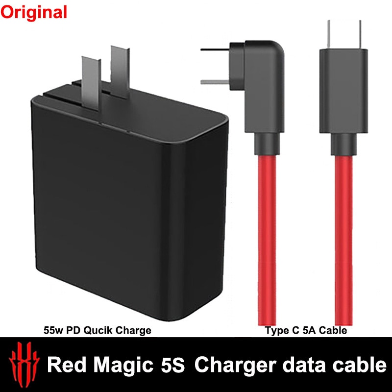 Originele Voor Nubia Red Magic 5S Usb Dual Type-C 55W Pd Qucik Snelle Opladen Lader 5A kabel USB-C Cabel Rode Magic5S Redmagic 5S