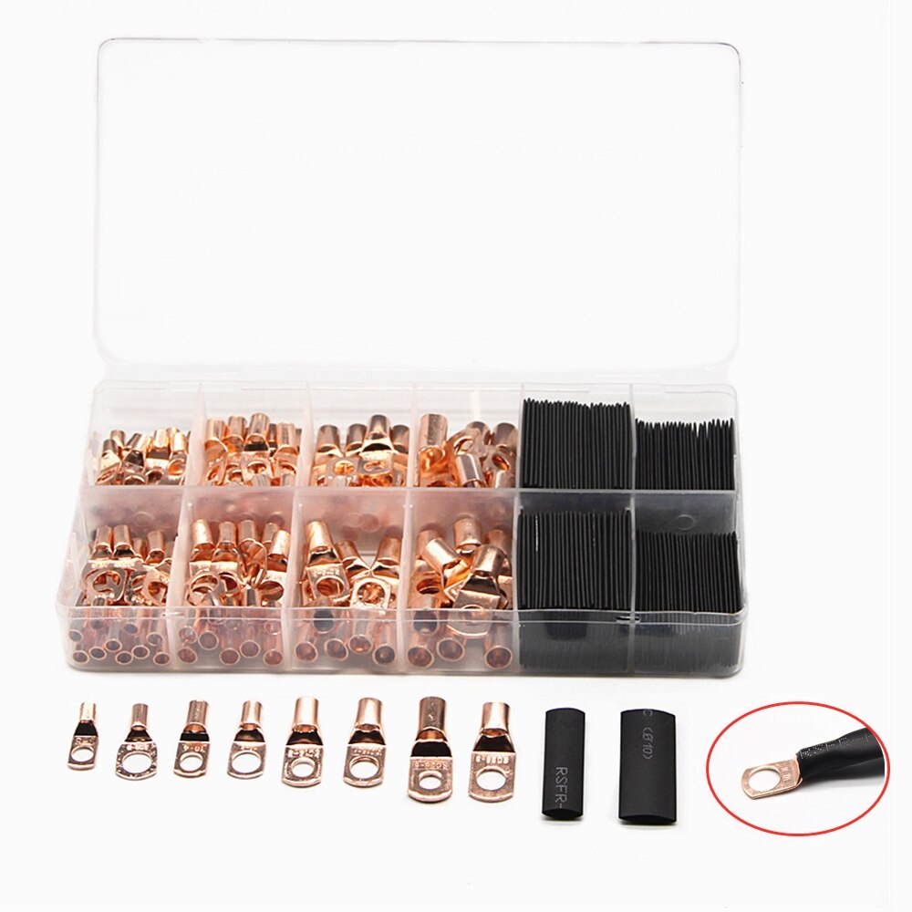 60Pcs/260Pcs &amp; Toepassing Rate Auto Auto Open Vat Koperen Ring Lug Terminals Draad Blote kabel Crimp Wire Connectoren