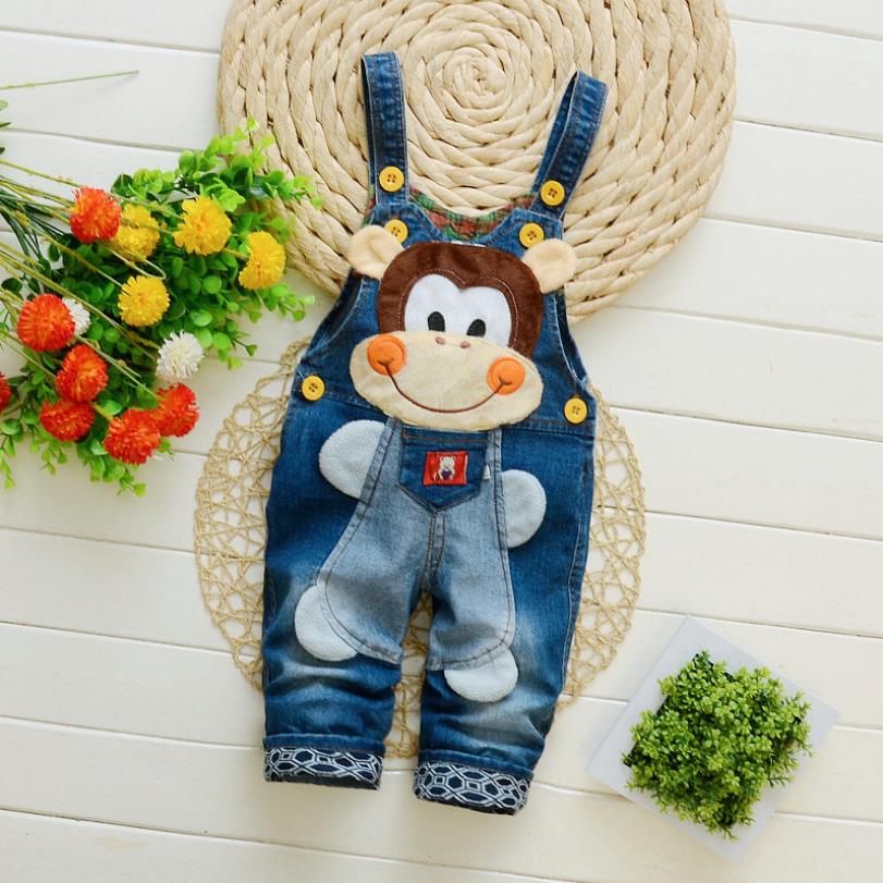 Kinderen Denim Overalls Broek Kinderen Brief Cartoon Peuter Bebe Jeans Herfst Broek Voor Baby Meisje Jongen Kleding Baby Romper 3T