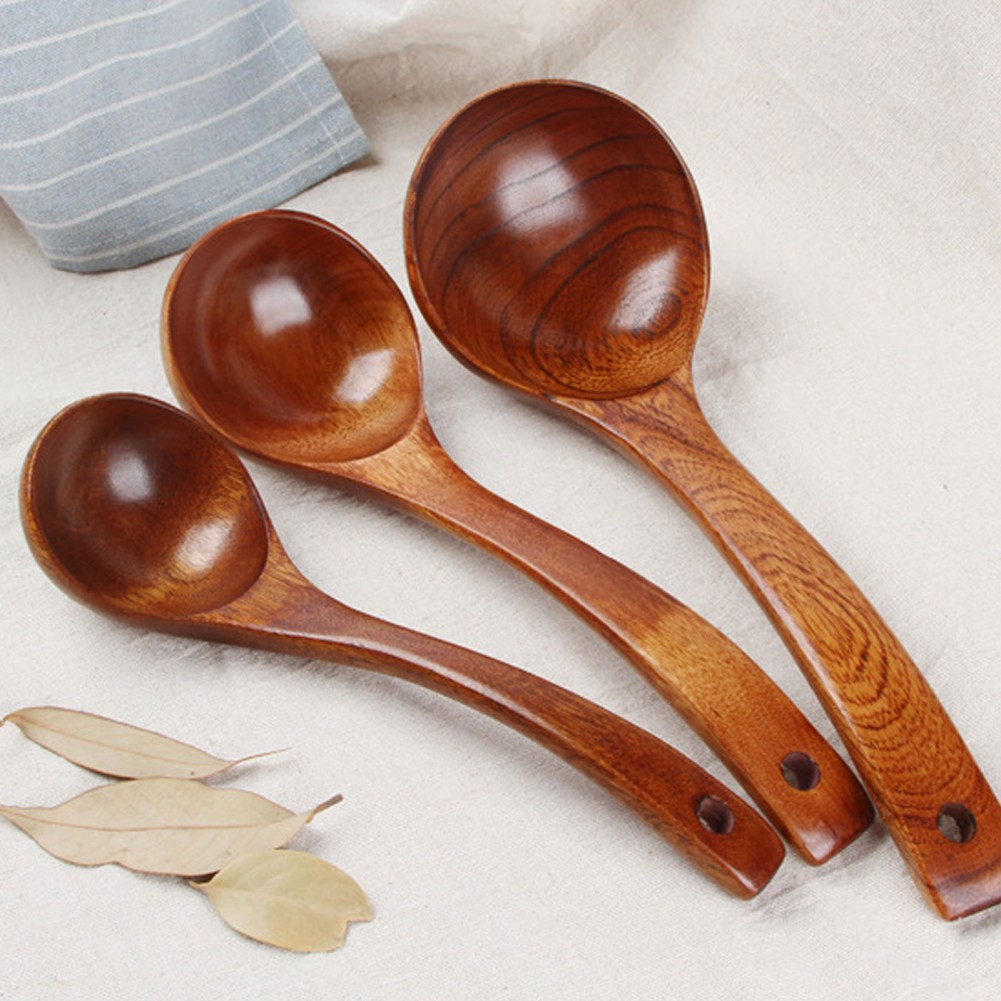 Hout Soep Lepel Lange Steel Rijst Koken Lepels Keuken Grote Pollepel Pot Lepel Houten Servies Kookgerei