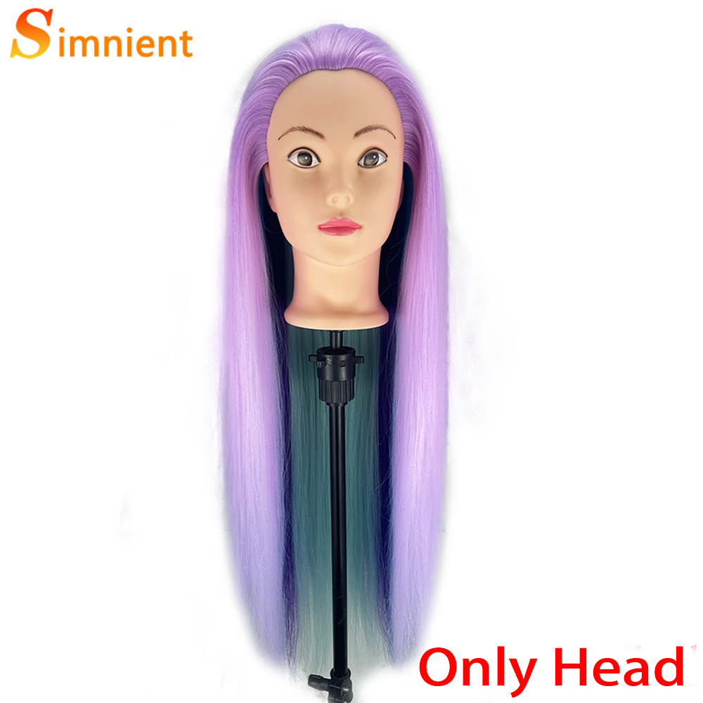 70Cm 100% High Temperature Fiber Blonde Hair Mannequin Head Training Head For Hairstyles Braid Hairdressing Manikin Doll Head: VIOLET