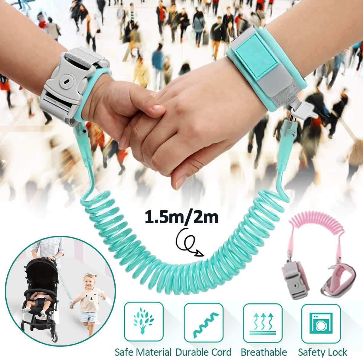 Anti Lost Wrist Link Toddler Leash Safety Harness for Baby Strap Rope Outdoor Walking Hand Belt Band Anti-lost Wristband Kids