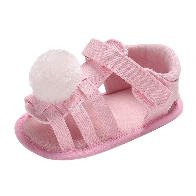 Baby Shoes Baby Sandals Listing Summer Newborn Girls Cute Hollow Hair Ball Princess Sandals Anti-skid Shoes 0-18M A: Pink / 13-18 Months