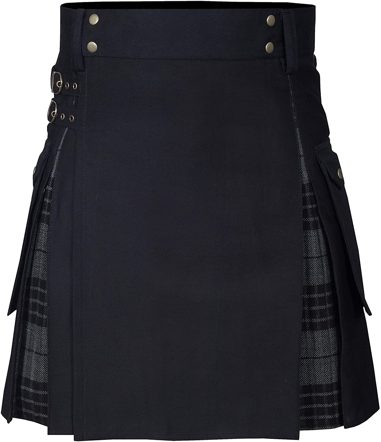 Kilts pour hommes, Kilt utilitaire, Kilt hybride en jean 100 % coton, Kilt traditionnel pour hommes en tartan plissé en boîte moderne