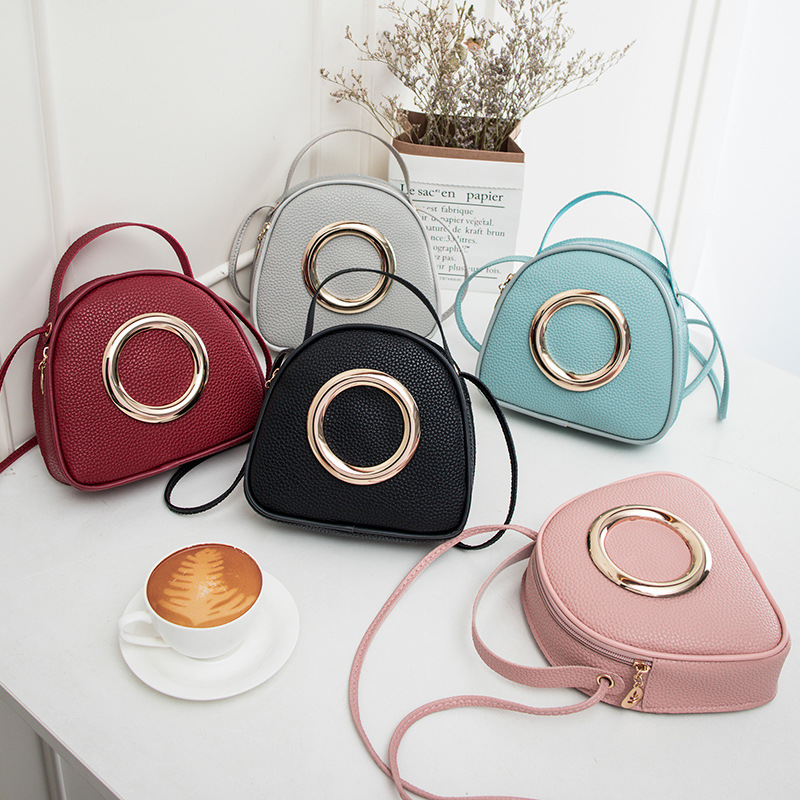 Frauen PU Leder Handtaschen Ring Dekoration Weibliche Kleine Mini Kühle Schulter Crossbody Hand Tasche für Kleine Mädchen Kinder
