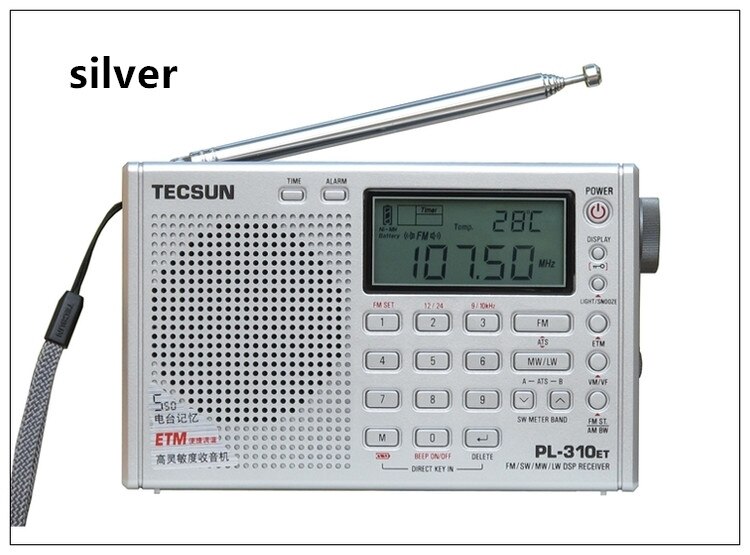 Tecsun PL310ET Full Band Radio Digital Demodulator FM/AM Stereo Radio TECSUN PL-310: Silver