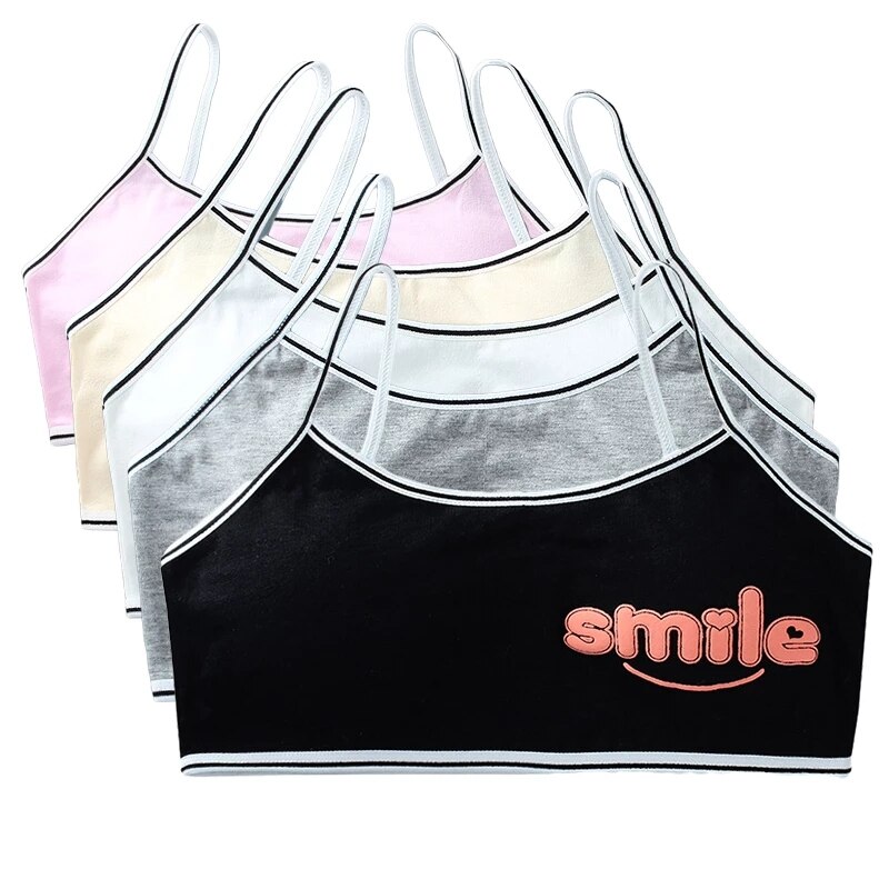 3 Stks/partij Meisjes Ondergoed Teens Mode Katoen Tops Vest Zacht Ademend Puberteit Gym Sport Jong Training Beha For8-16Years Oude