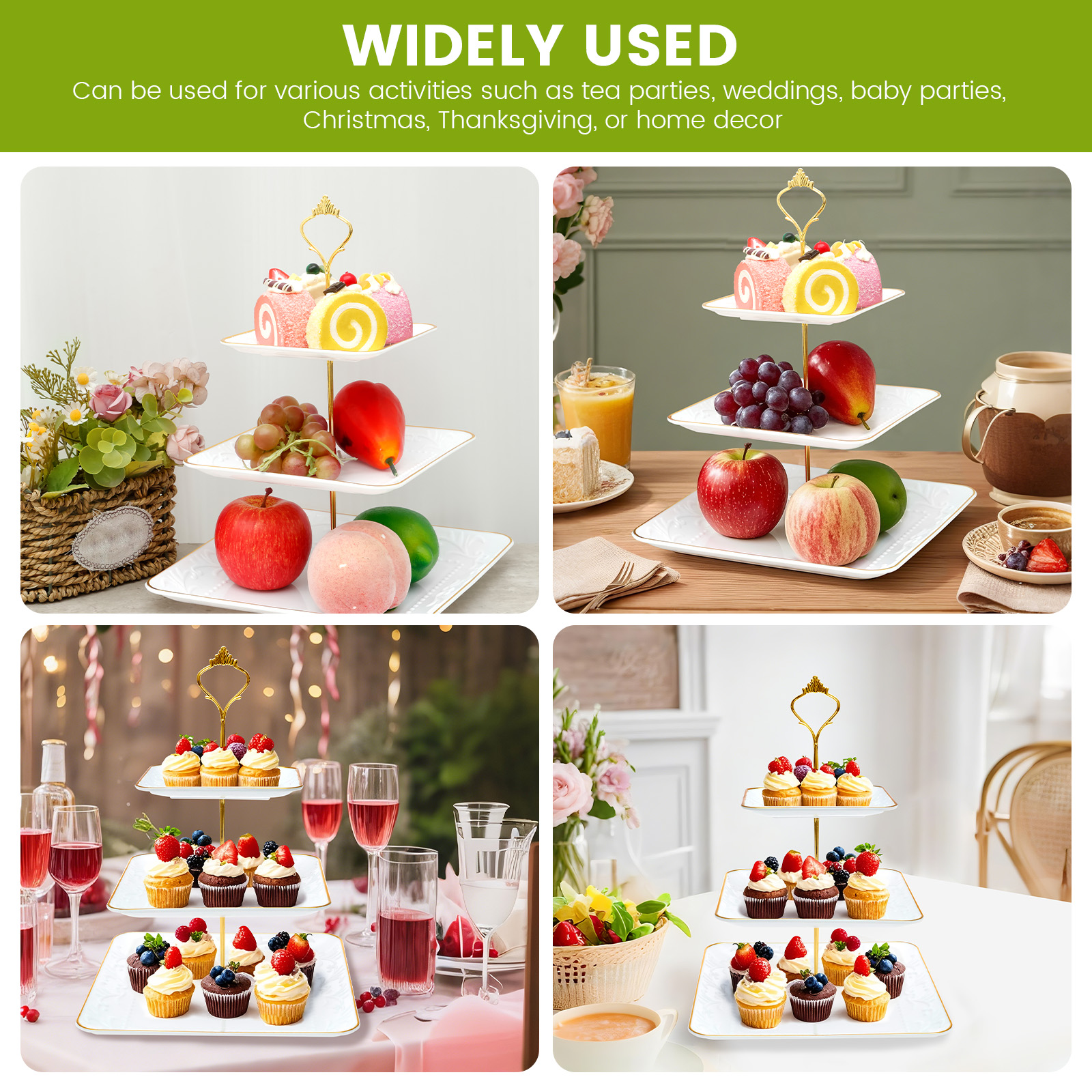 3-Tier Cupcake Stand Cake Cupcake Display Toren Meerlaags Fruitschaal Cupcake Rek Serveren Dessert Houder Bruiloft Decor