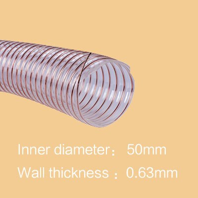 Tube en polyuréthane avec fil en acier inoxydable, conduit d'air industriel Transparent pour échappement d'air, diamètre intérieur de 1M 25-50mm: 50mm i.d.