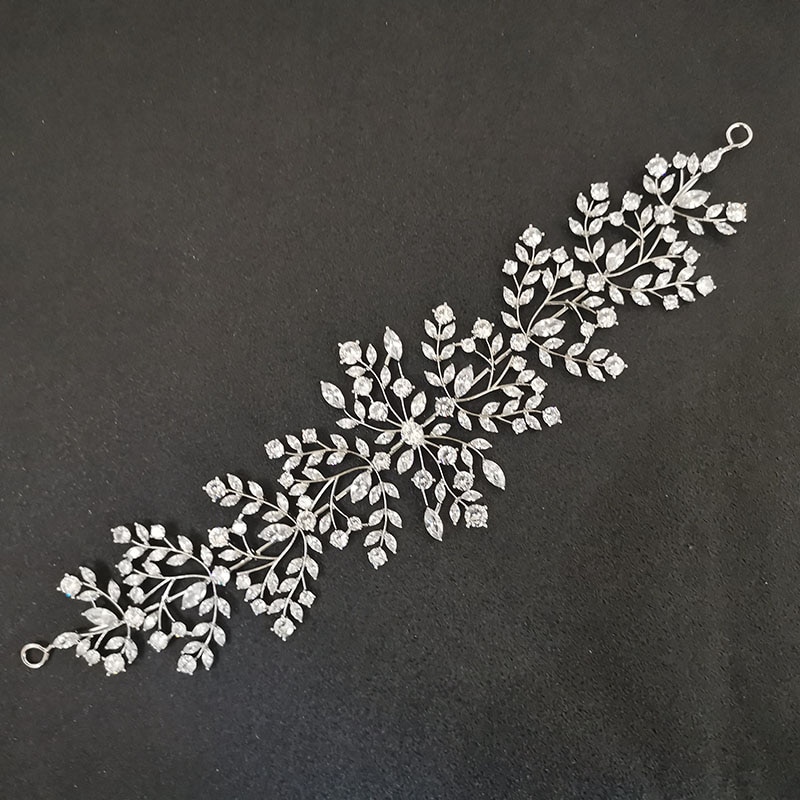 SLBRIDAL di Lusso Flessibile Pieno Zircone Cubico di Nozze Diadema Della fascia Da Sposa Damigelle D'onore corona CZ Accessori Dei Capelli Dei Monili Delle Donne