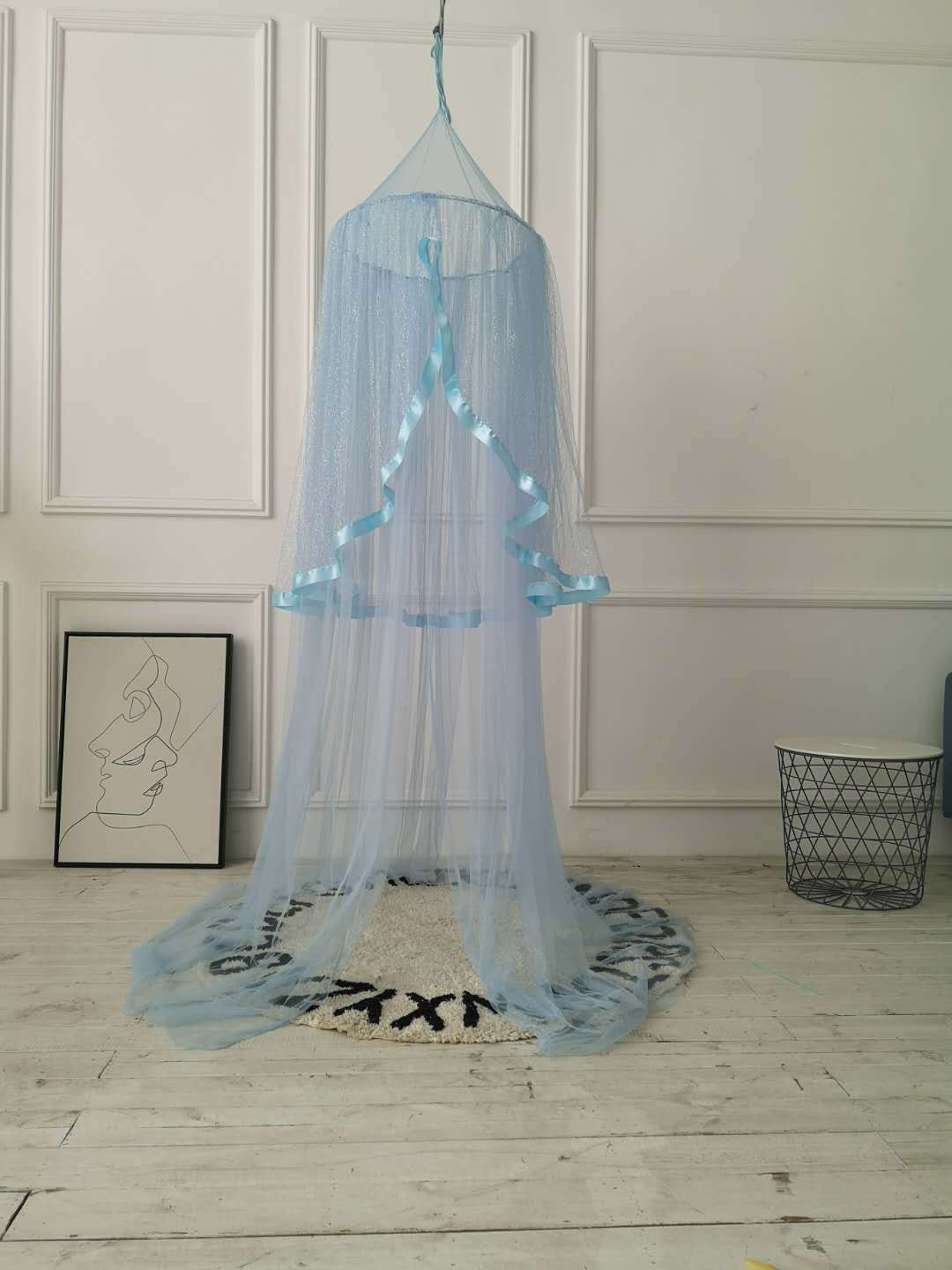 Babybedhemel koepelbedhemel hangend gaas blauwe prinses babyhemel klamboe decoratie kamerbedovertrek gordijn voor baby