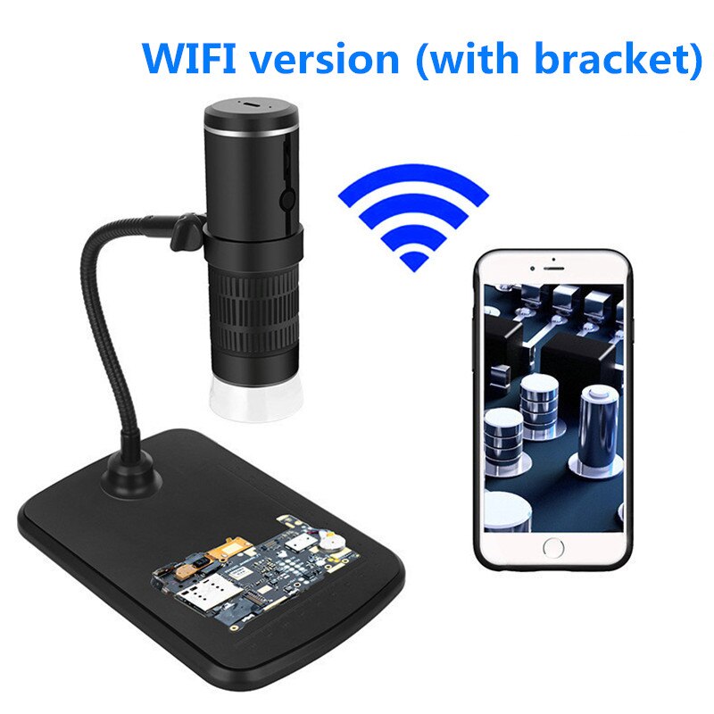 WiFi Digitale Microscoop, 50 Tot 1000x Draadloze Vergroting Draagbare USB WiFi-microscoop, 8 LED HD-camera met Standaard, Compatibel met IOS Android Mac Windows