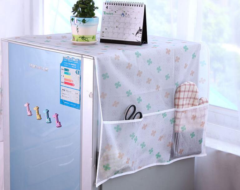 Køleskabsdæksel, vaskemaskinens topdæksel med lomme, universal vandtæt vaskbart støvdæksel til husholdningsbrug til køleskab: Firkløver