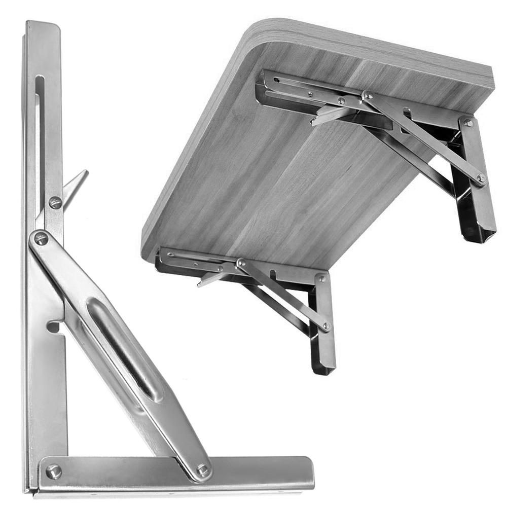 2PCS Wall-Mounted Bracket Shelf Folding Bracket Adjustable Triangle Folding Angle Bracket Table Bench