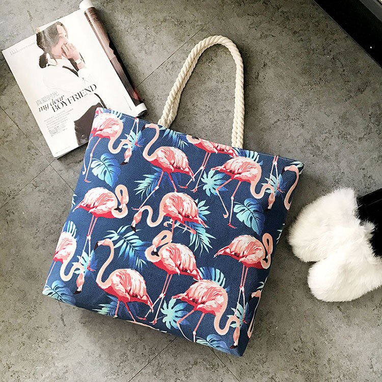 Flamingo Frauen Leinwand Tasche Große Strand Schulter Taschen Casual Weibliche Tote Hand Tasche Großen Einkaufstasche Weibliche Schulter Taschen CJ875