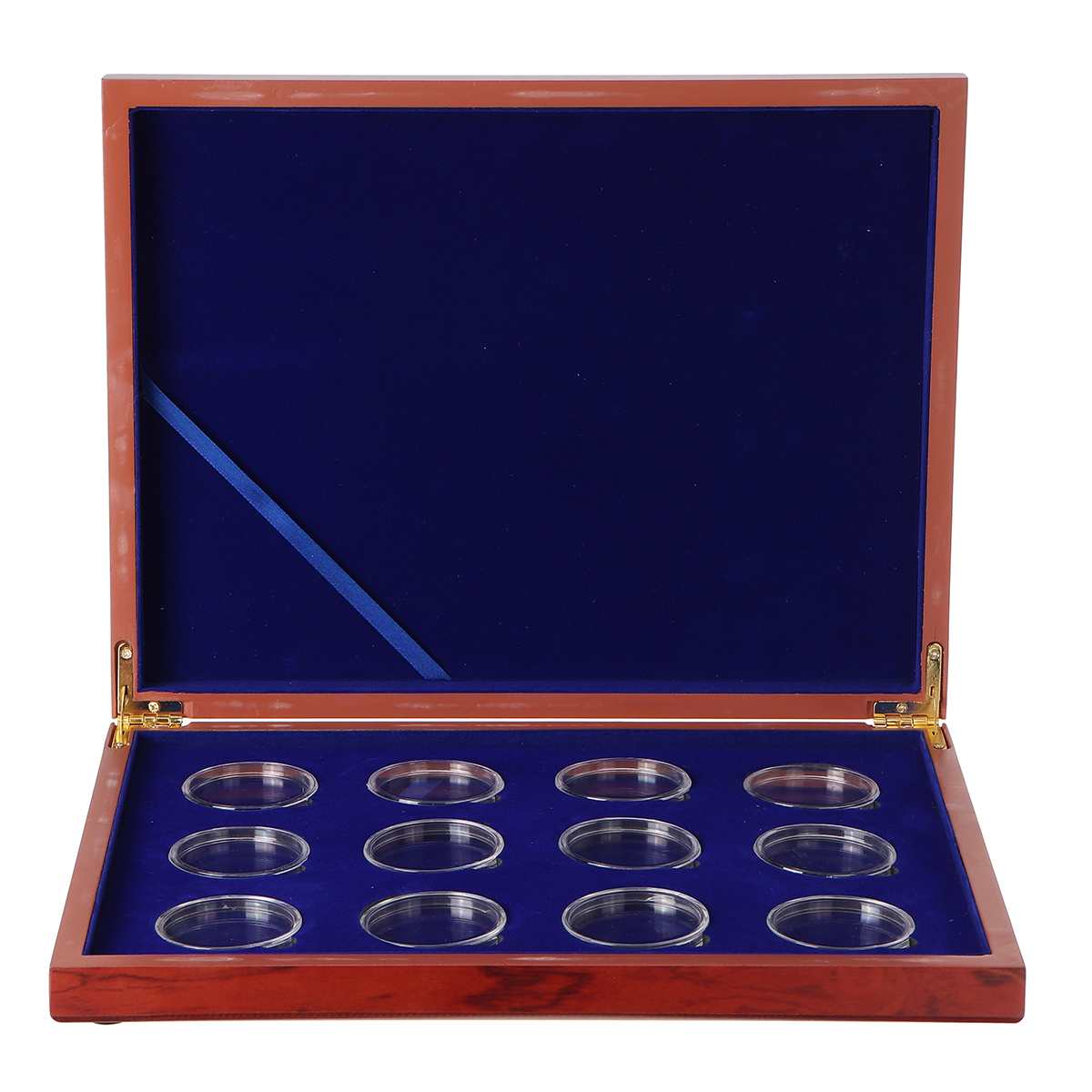 12pcs Zodiac Signs Commemorative Coin Storage Box Adjustable Antioxidative Wooden Commemorative Coin Collection Case Container