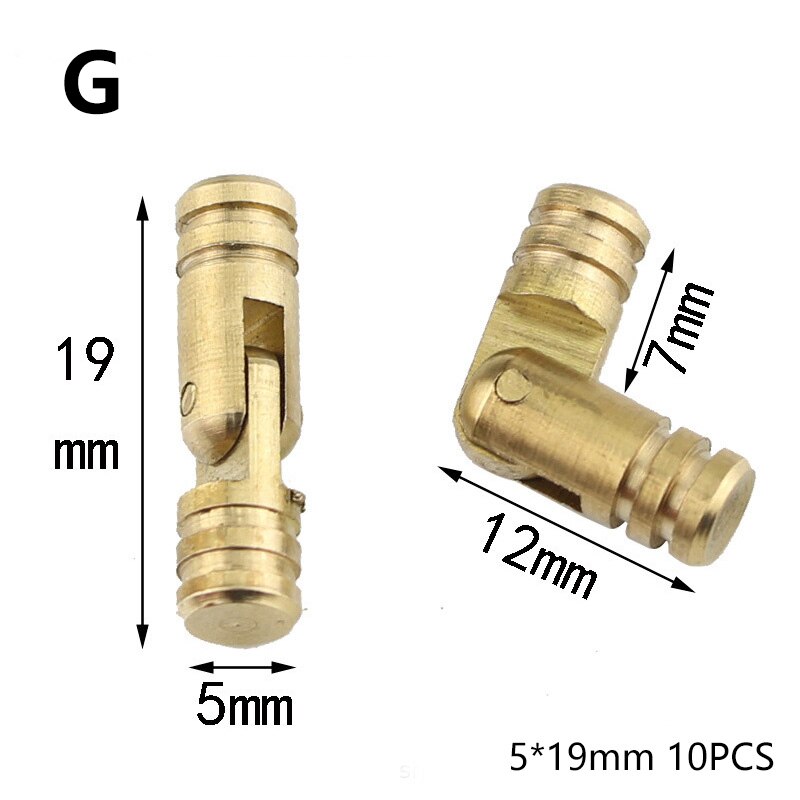 10PCS Copper Brass Furniture Hinges Cylindrical Hidden Cabinet Concealed Invisible Door Hinges For Hardware Box: G