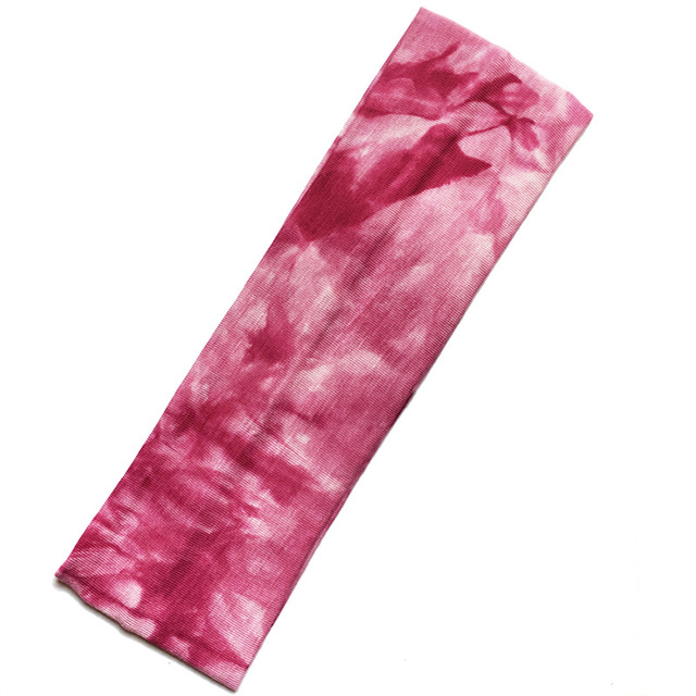 2 Inch Tie Dye Cheetah Forest Tree Elastic Yoga Cotton Stretch Headbands Sports Girl Hair Bands Bandage Gum Turban Bandana: wine red