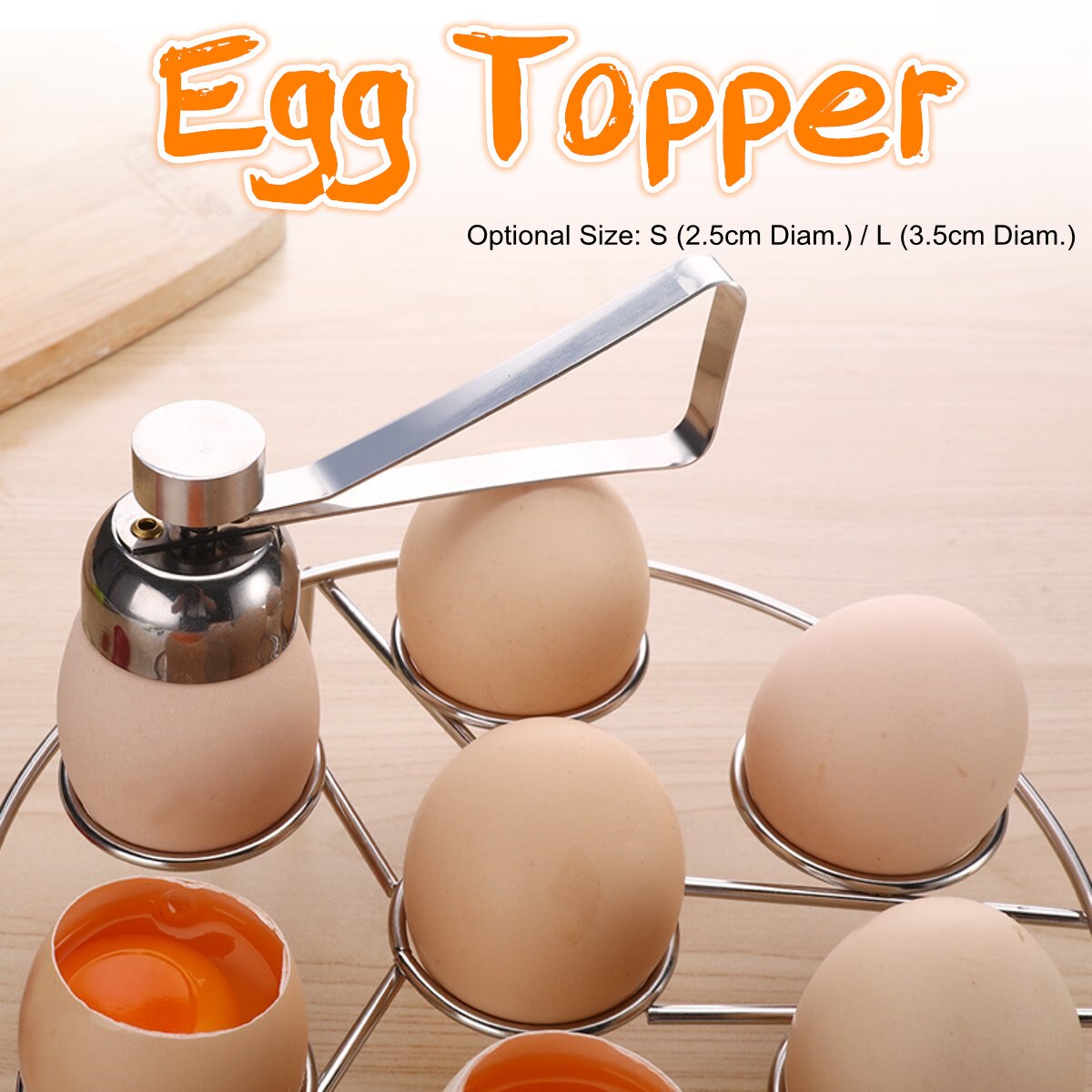 Kokt ägg topper rostfritt stål äggskal knackare råa ägg smällare separator ägg öppnare kök prylar verktyg 2 storlek