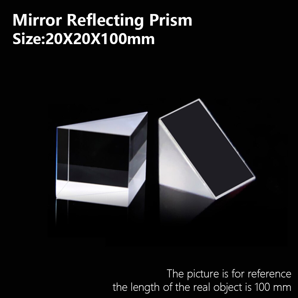 Mirror Reflecting prism Isosceles right angle optical glass visual angle Detection prism Reflecting slope 90° 20x20x100mm