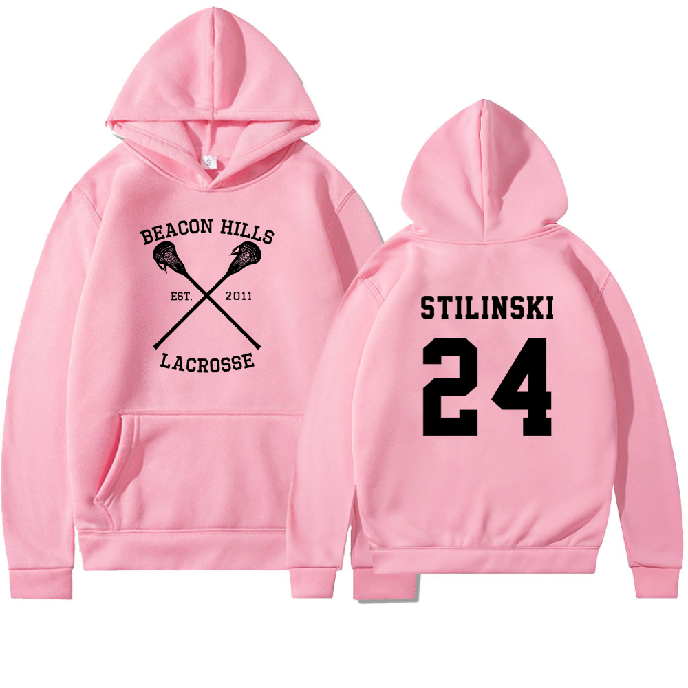 Teen Wolf Hoodie Beacon Hills Lacrosse Hoodie Stilinski 24 Teen Wolf Hooded Sweatshirt Dylan Obrien Unisex Teen Wolf Hoodies: S / Pink