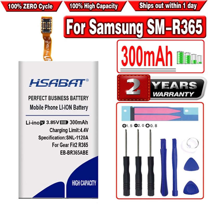 Batería de EB-BR365ABE HSABAT de 300mAh para Samsung Gear Fit2 Pro, SM-R365 de Fitness R365 Gear Fit 2 Pro