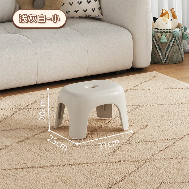 Taburete pequeño de plástico grueso para el hogar, mesita para café de sala de estar, taburete apilable, habitación de alquiler para baño: Verde militar