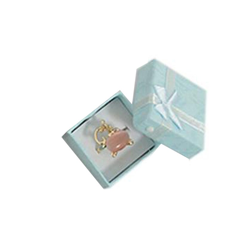 19 kolorów pudełko na pierścionek kolczyk opakowanie Case śliczne wstążki papierowe naszyjnik Wedding Stud Organizer biżuterii przechowywanie prezent Caja Expositor: Blue 4X4CM